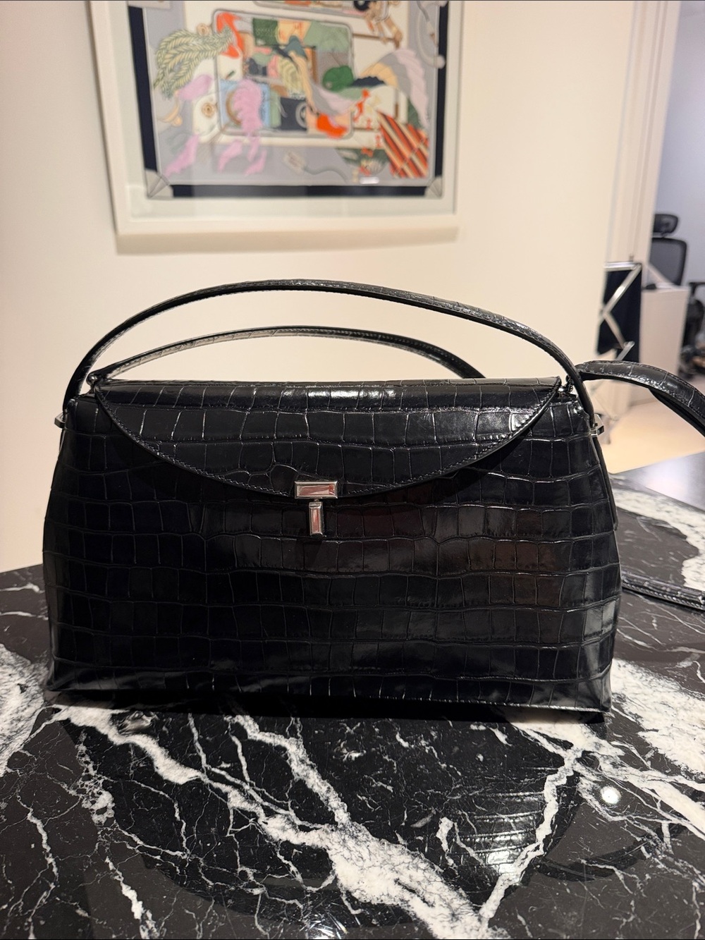 Toteme Embossed Croc T-lock Top Handle